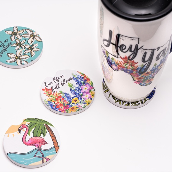 Car Coasters Flamingo Sunshine Set Of 2 - Picture 4 of 7